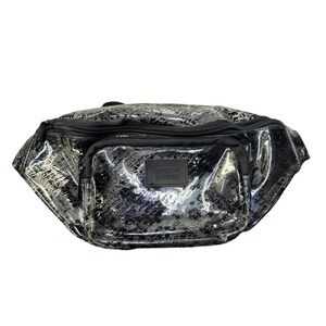 Victoria's Secret PINK Clear Snakeskin Fanny Pack Belt Bag Black Silver Logo